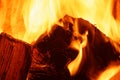 Close up of flames burning in an open fire Royalty Free Stock Photo