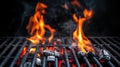 Blazing Flames Rising From Charcoal Grill in Outdoor Barbeque Setting Royalty Free Stock Photo