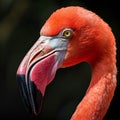 a close up of a flamingo