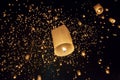 Floating asian lanterns in Yee-Peng festival ,Chiang Mai Thailand Royalty Free Stock Photo