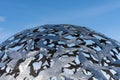 Close up of Flock Sphere by Rob Mulholland, Bord Waalk sculpture trail Amble, Northumberland, UK