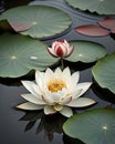 A close up of a flower on a body of water, Beautiful picture of lotus flowers on the water. Royalty Free Stock Photo