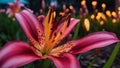 close up of a flower A fire lily that blooms with color and beauty Royalty Free Stock Photo