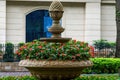 Close-up of a flower garden in front of a European-style retro building in Shamian, Guangzhou, China Royalty Free Stock Photo