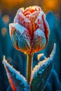 Close up of flower with snow on it's petals and blurry background. Generative AI Royalty Free Stock Photo