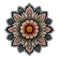 Close Up, A flower sticker on a white background, symmetrical sticker design.