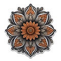 Close Up, A flower sticker on a white background, symmetrical sticker design, symmetrical die cut sticker.