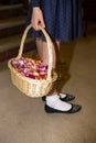 Close-up of a flowergirl holding a basket