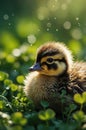 Adorable Baby Duckling in Green Grass Royalty Free Stock Photo