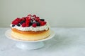 Close up of fluffy Japaniese cheesecake with wipped cream cheese Royalty Free Stock Photo