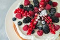 Close up of fluffy Japaniese cheesecake with wipped cream cheese Royalty Free Stock Photo