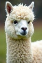 Close up of fluffy white alpaca head and shoulders , texture, head, mammal Royalty Free Stock Photo