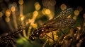 a close up of a fly on a plant with a lot of lights in the backround behind the image and a blurry background Royalty Free Stock Photo