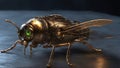 close up of a fly a steampunk, Firefly Lightning Bug Flashing at Night. Royalty Free Stock Photo