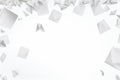 close up of flying papers on white background. ai generated Royalty Free Stock Photo