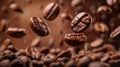 The flying coffee beans.AI generated image Royalty Free Stock Photo