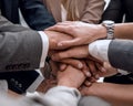 Close up.a focused business team putting their hands together Royalty Free Stock Photo