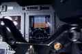 Close up focused view of airplane cockpit Royalty Free Stock Photo
