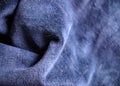 Close up of fold dark blue Velvet Fabric Royalty Free Stock Photo