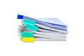 Close up folder document and Stack of papers isolated Royalty Free Stock Photo