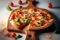 Close-up food photography of Pizza, Italian food. Ai generative