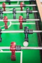 Close up of a foosball game