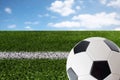 Close up of football or soccer ball over white Royalty Free Stock Photo