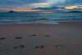 close-up of footprints in the sand, picture taken Royalty Free Stock Photo