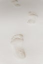 footprints on white sand on a desert island Royalty Free Stock Photo