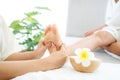 Close up foots spa. Spa body treatment for beauty and aroma therapy product for female feet