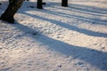 Close up of footsteps in snow Royalty Free Stock Photo