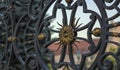 Close-up of forged element, vintage fence