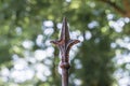 Close-up of a forged fence tip and gate tip made of wrought iron of a fence, Germany