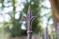Close-up of a forged fence tip and gate tip made of wrought iron of a fence, Germany