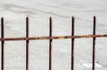 Close-up of a forged iron fence with arrows Royalty Free Stock Photo