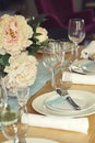 Close up of formal table setting