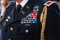 Close up on the formal uniform of the US Rangers on display. The United States Army Rangers is an elite airborne light infantry Royalty Free Stock Photo