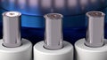 close up 4680 format cylindrical Li-Ion traction batteries for modules, mass production accumulators high power and energy for