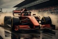 close up a formula 1 car at full speed on a racing circuit. AI Generated