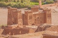 Close up of the fortified towers in adobe