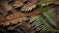 Close-Up of a Fossilized Fern with Detailed Fronds