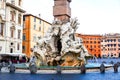 Close up of The Fountain Of The Four Rivers, Navona Square, Rome, Italy Royalty Free Stock Photo