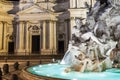 Close up of fountain of four rivers in Piazza Navona, Rome