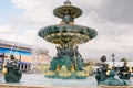 Fountain of River Commerce and Navigation in Place de la Concorde in the center of Paris France, on a summer day, with drops of Royalty Free Stock Photo