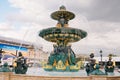 Fountain of River Commerce and Navigation in Place de la Concorde in the center of Paris France, on a summer day, with drops of