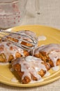 Close up of four freshly baked lemon currant scones Royalty Free Stock Photo