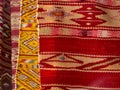 Close up of four hanged colourful handmade traditional wool rugs Royalty Free Stock Photo