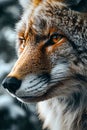 Close up of fox's face with its eyes open and staring into the camera. Generative AI Royalty Free Stock Photo