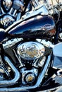 Close up fragment of Harley-Davidson motorcycle, American famous brand