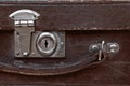 Close-up fragment of lock on the vintage suitcase Royalty Free Stock Photo